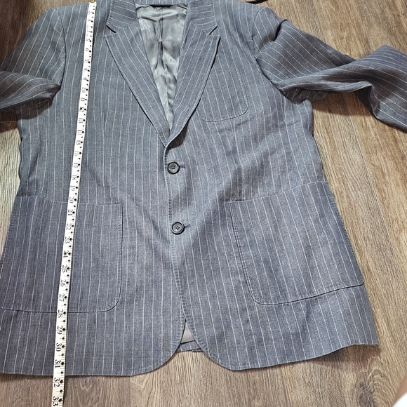 Banana Republic Men’s Pinstripe Linen Blend Blazer 46S Gray 2-Button Suit Jacket - Picture 12 of 13
